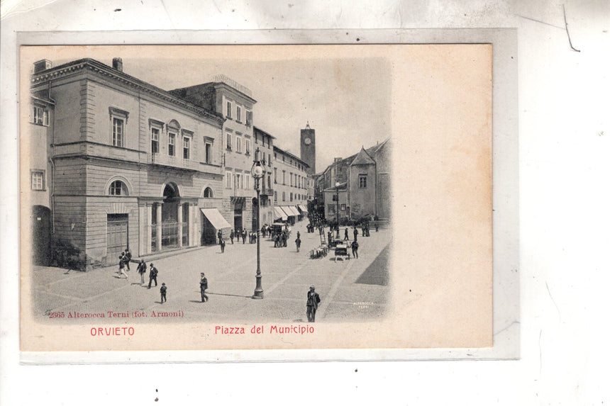Cartolina antica Orvieto piazza del municipio