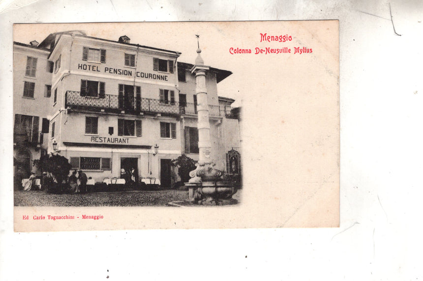 Cartolina antica Menaggio Colonna De Neusville Mylius Hotel Couronne