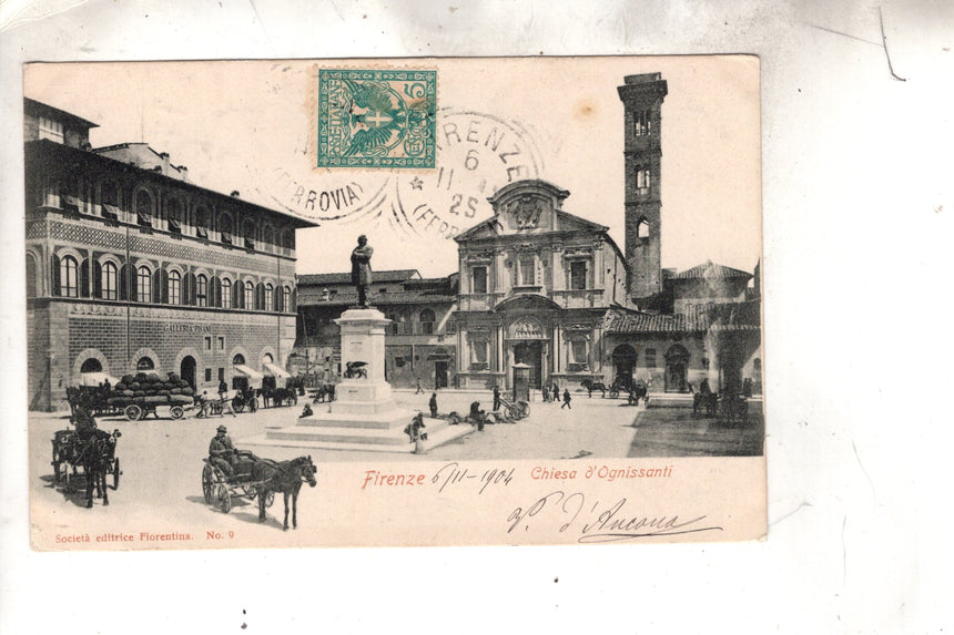 Cartolina antica Firenze chiesa d Ognissanti