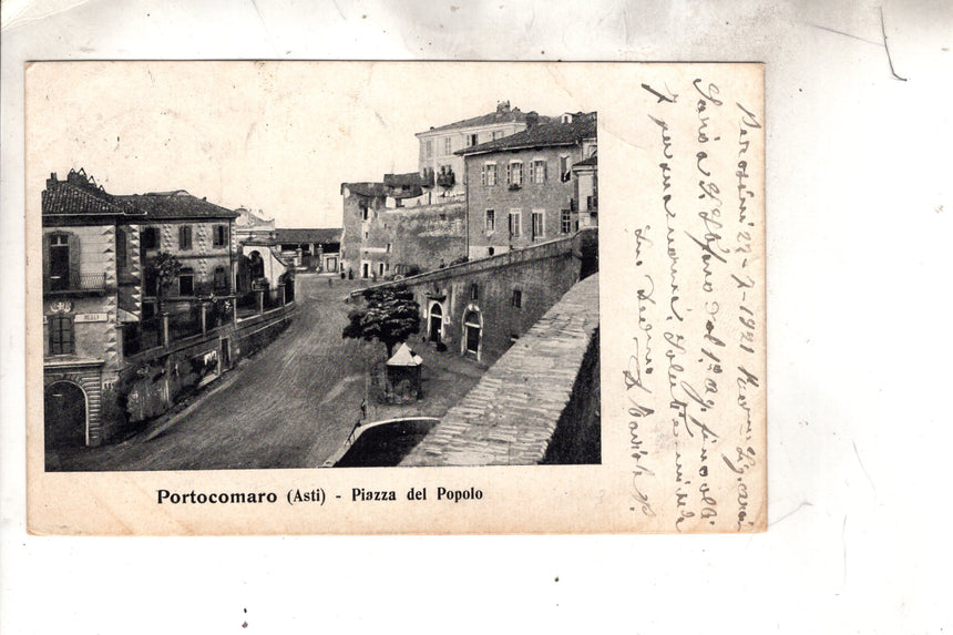 Cartolina antica Asti Portocomaro piazza del popolo
