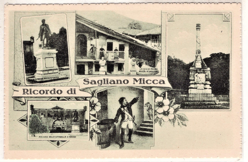 Cartolina antica Torino Ricordo di Sagliano Micca