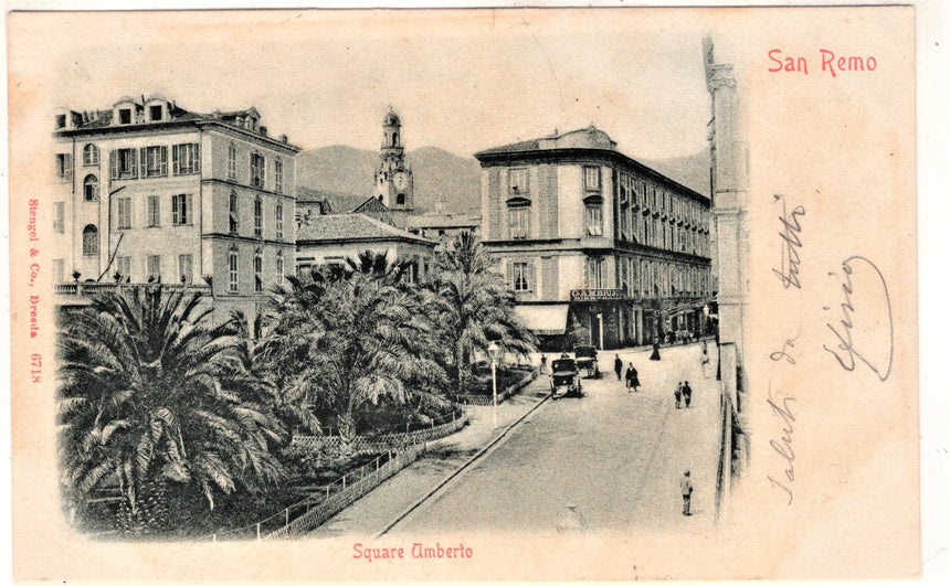 Cartolina antica Sanremo Square Umberto