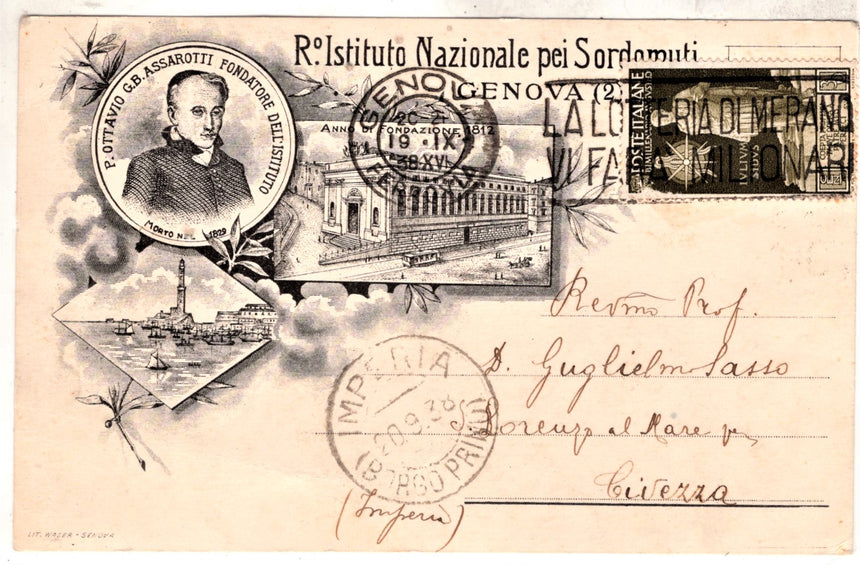 Cartolina antica Genova Reggio Istituto nazionale per Sordomuti