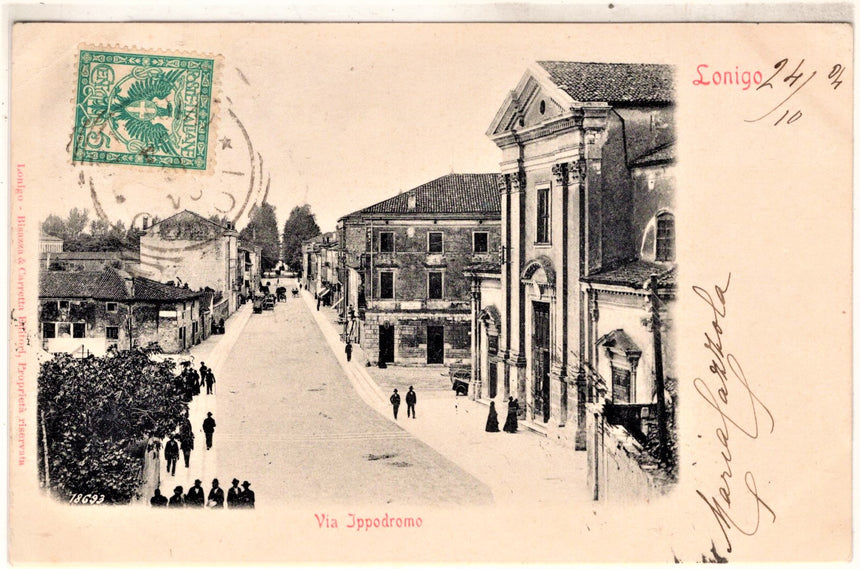Cartolina antica Lonigo via Ippodromo Vicenza