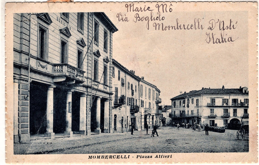 Cartolina antica Monbercelli piazza Alfieri Asti