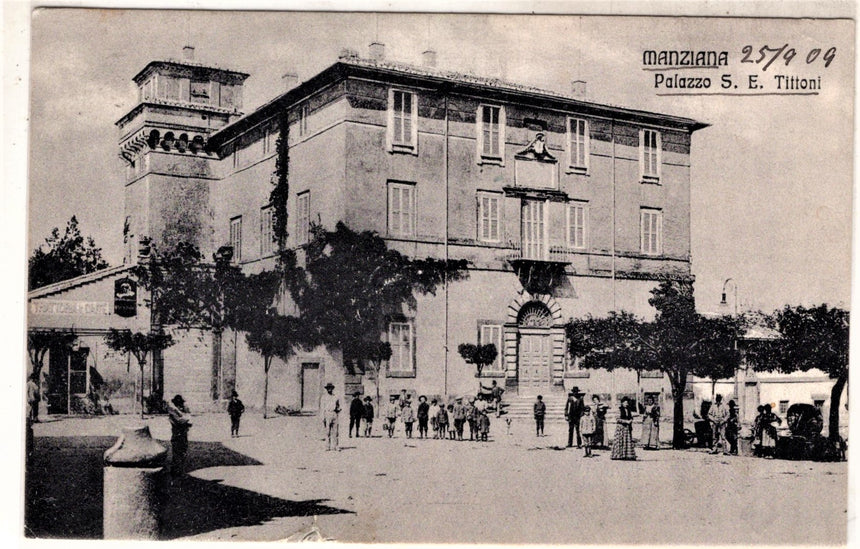 Cartolina antica Manziana palazzo S.E.Tittoni Roma