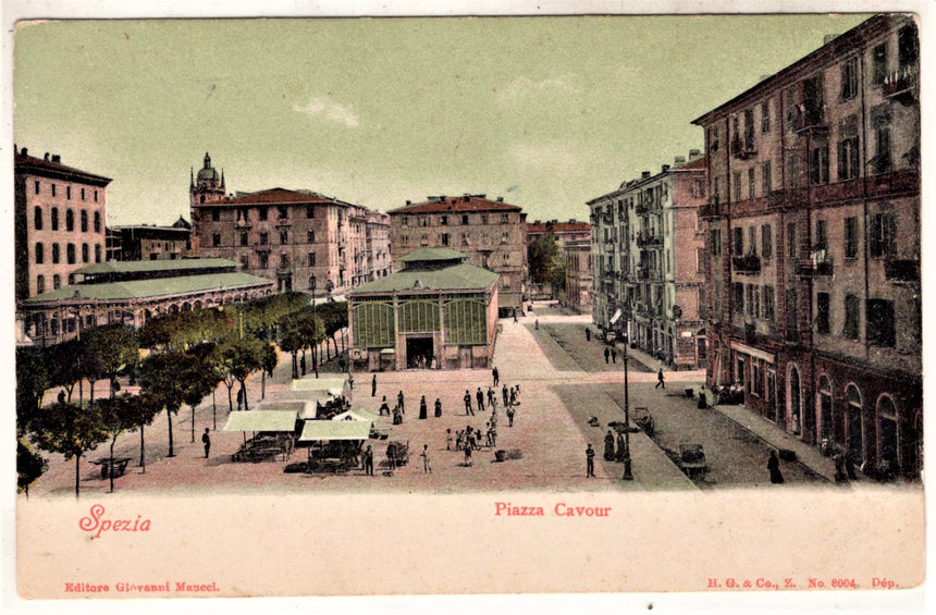 Cartolina antica Spezia piazza Cavour