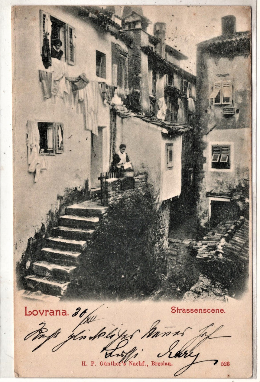 Cartolina antica Lovrana Strassenscene