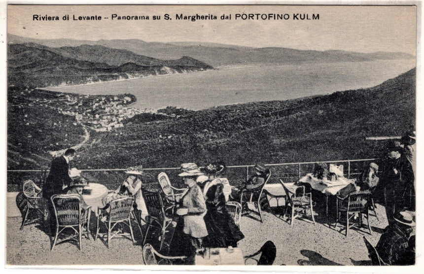 Cartolina antica Riviera di Levante panorama dal Portofino Kulm