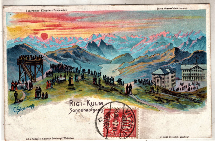 Cartolina antica Rigi Kulm Sonnenaufgang