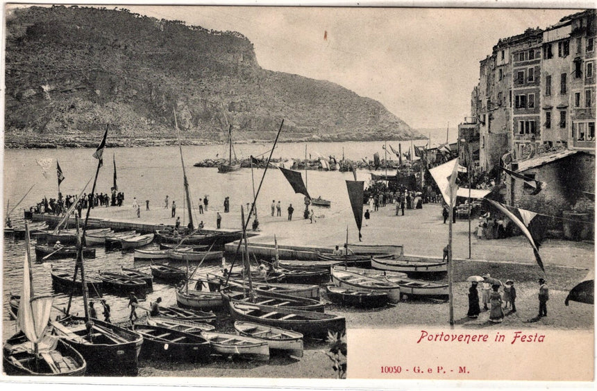 Cartolina antica Portovenere in festa