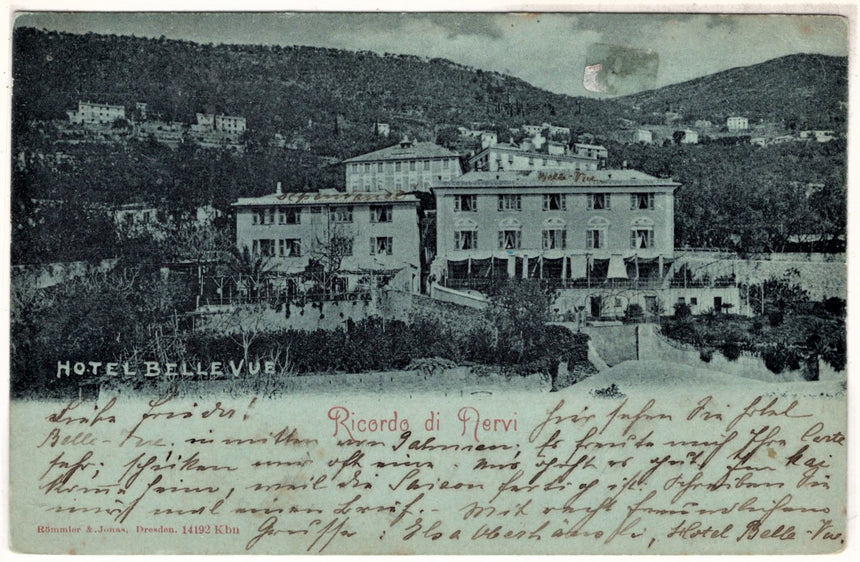 Cartolina antica Ricordo di Nervi Hotel Bellevue