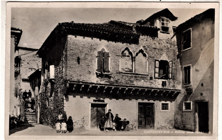 Cartolina antica Capodistria antica casa veneziana