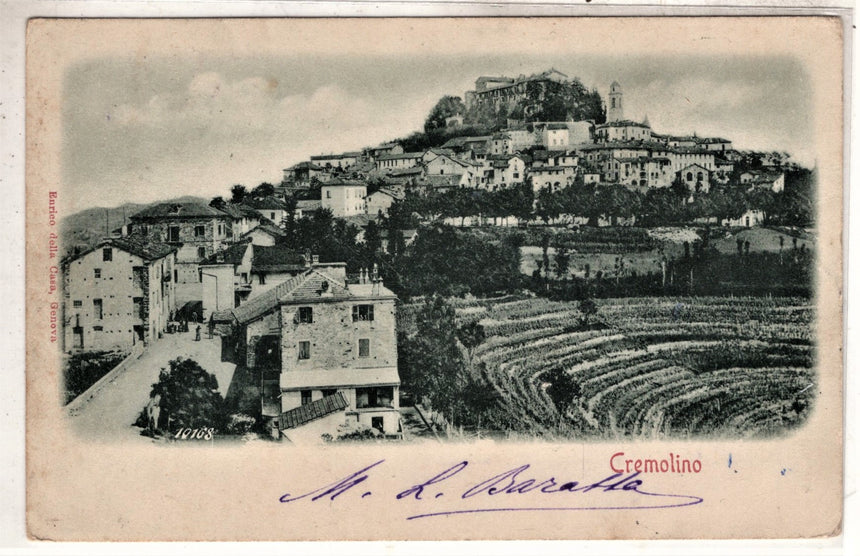 Cartolina antica Cremolino panorama Alessandria