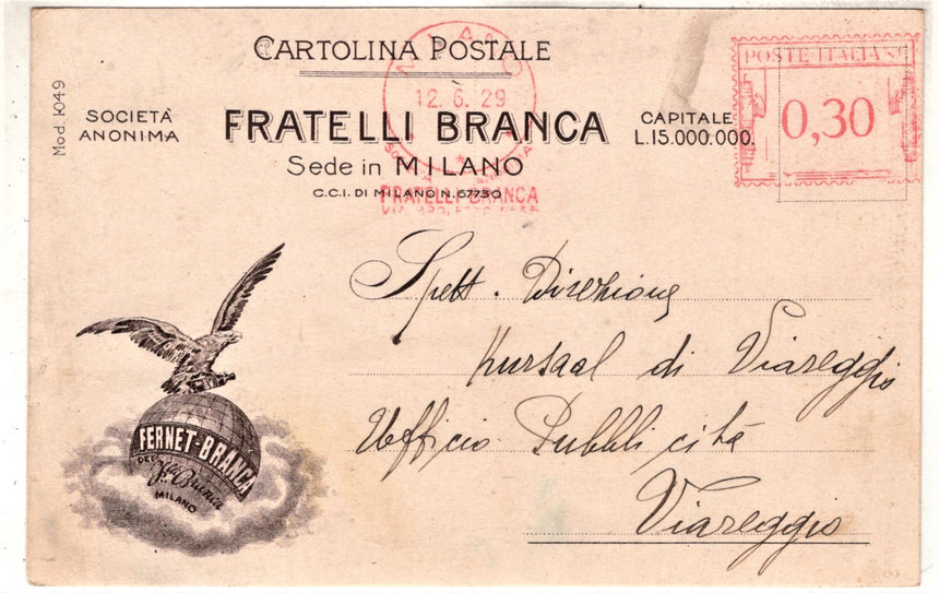 Cartolina antica Cartolina pubblicitaria Milano Fratelli Branca
