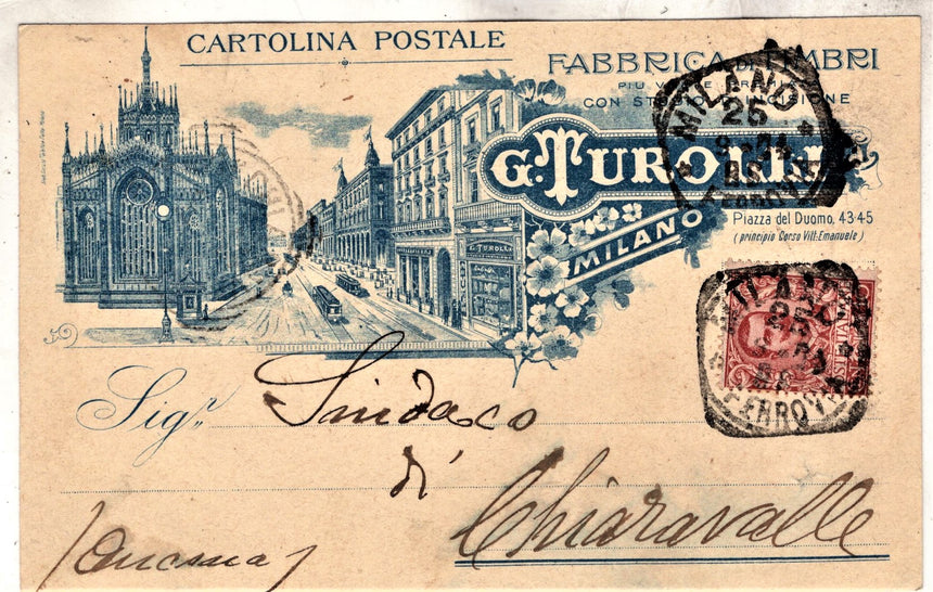 Cartolina antica Cartolina pubblicitaria Fabbrica timbri Milano G. Turolli
