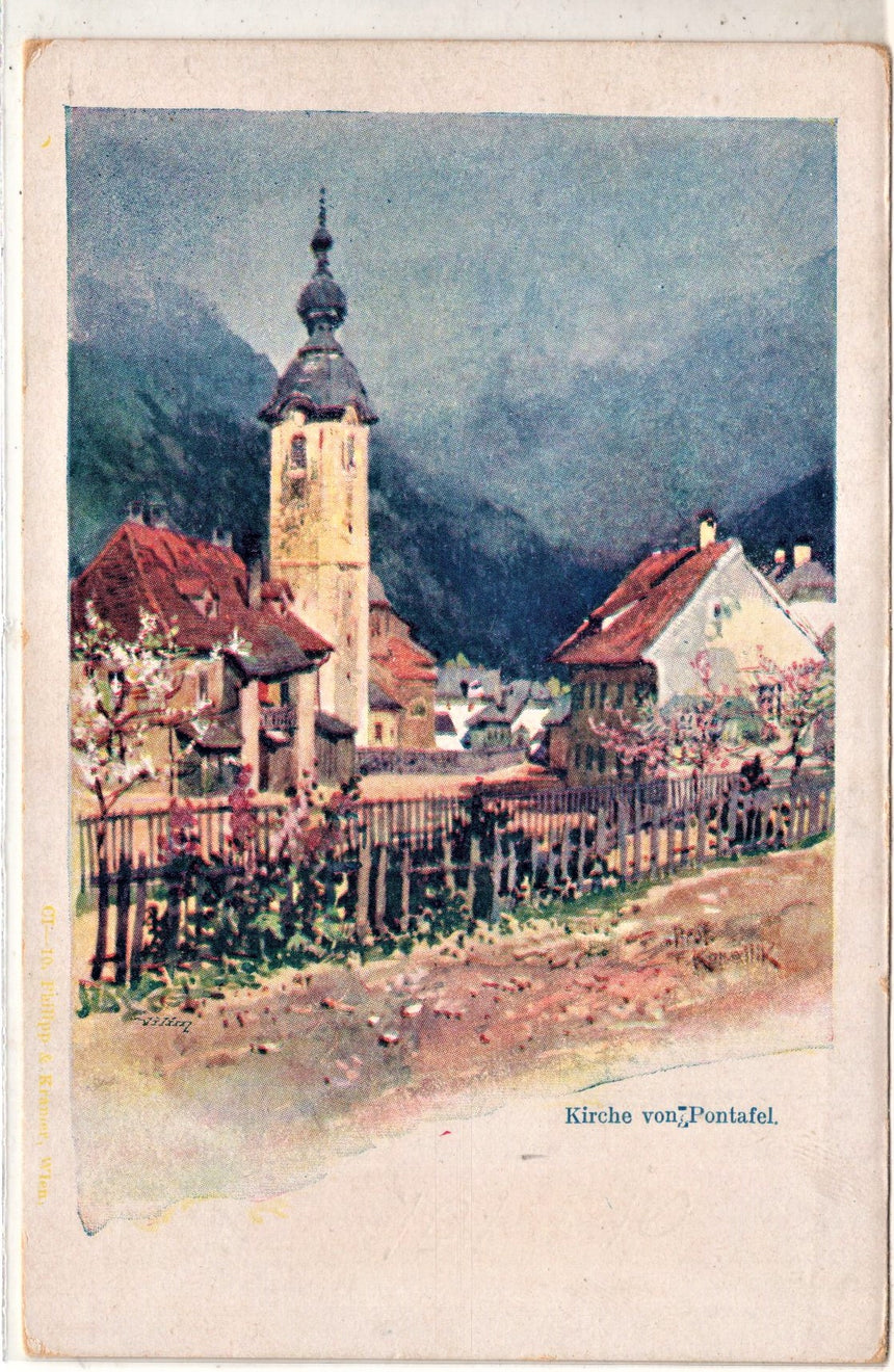 Cartolina antica La chiesa di Pontafel