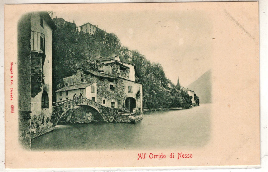 Cartolina antica All'Orrido di Nesso Lago di Como