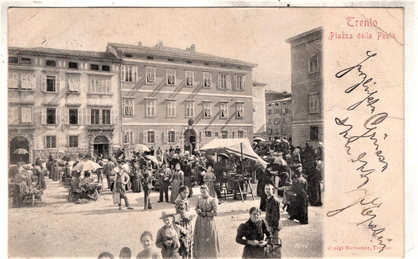 Cartolina antica Trento piazza delle erbe