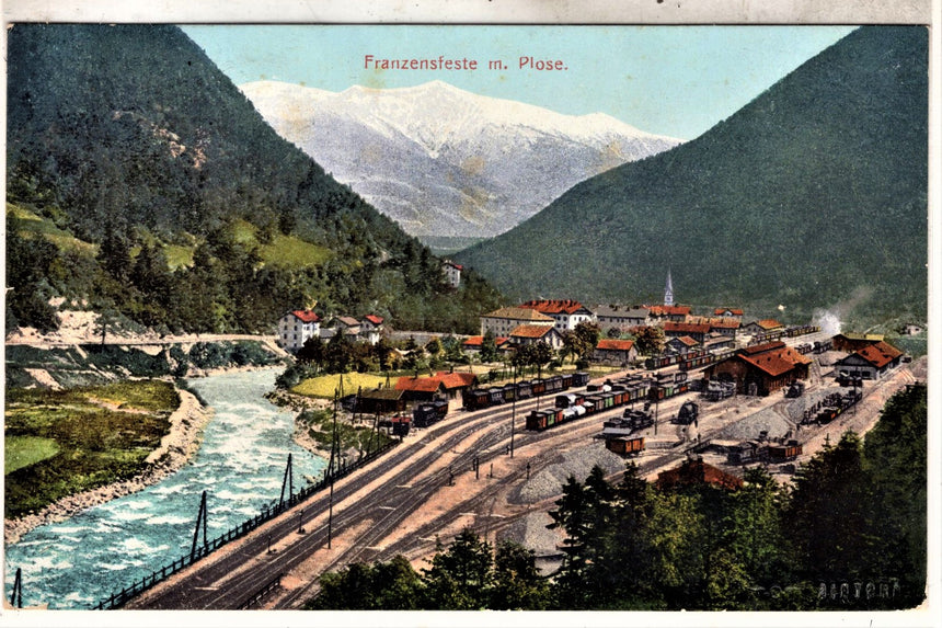 Cartolina antica Franzensfeste Brennerbahn la stazione Sudtirol