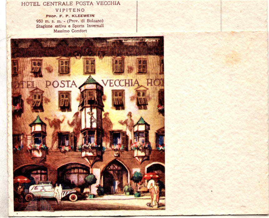 Cartolina antica Vipiteno Sterzing Hotel Centrale Posta Vecchia