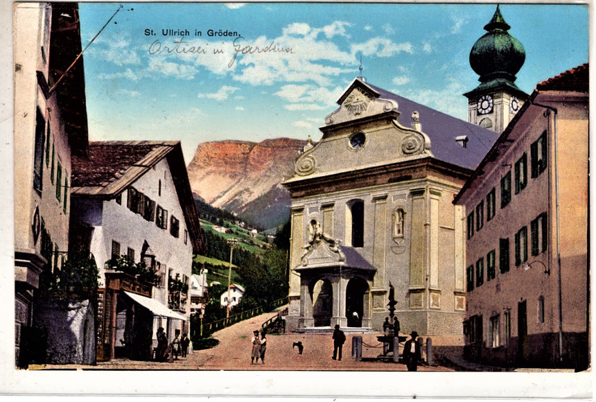 Cartolina antica St Ullrich in Gròden Ortisei Val Gardena