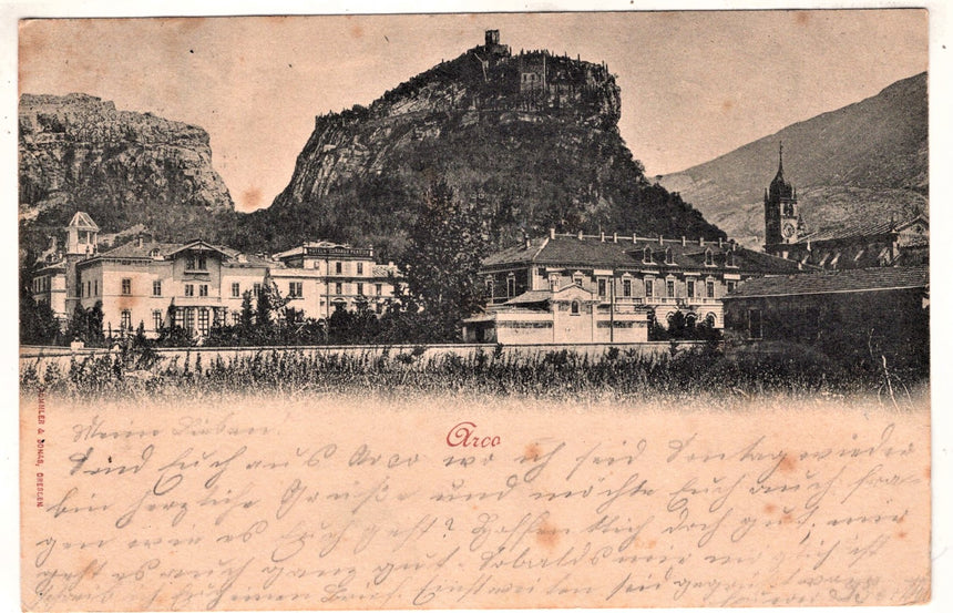 Cartolina antica Arco di Trento panorama
