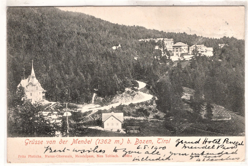 Cartolina antica Gruss von der Mendel bei Bozen