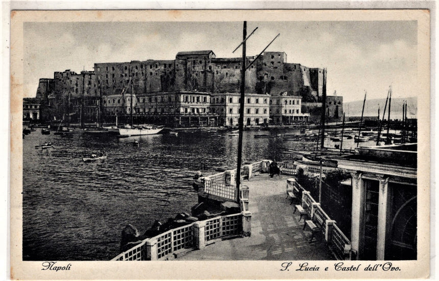 Cartolina antica Napoli Santa Lucia e castel dell Ovo