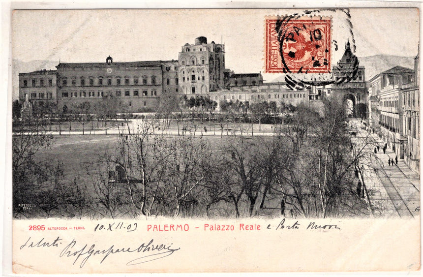 Cartolina antica Palermo Palazzo Reale
