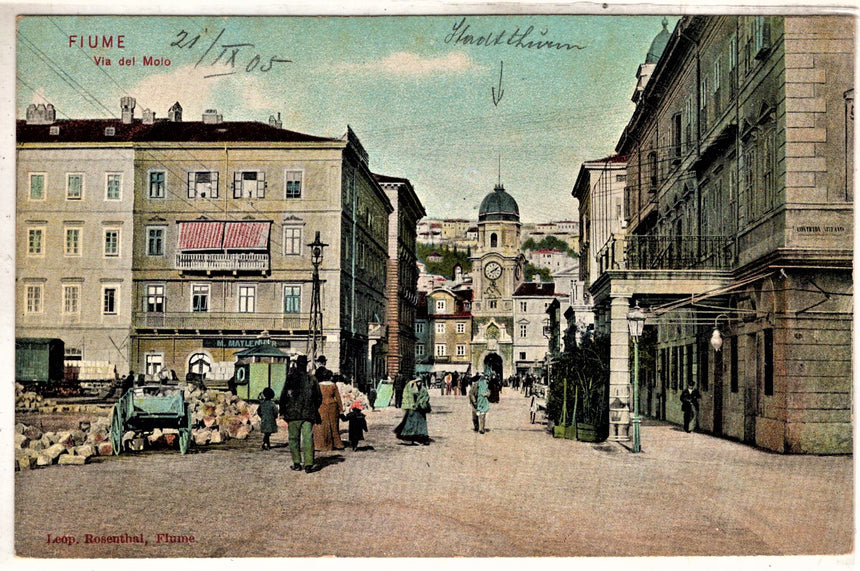 Cartolina antica Fiume via del Molo