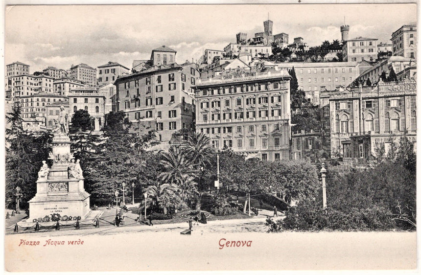 Cartolina antica Genova Piazza Acqua Verde