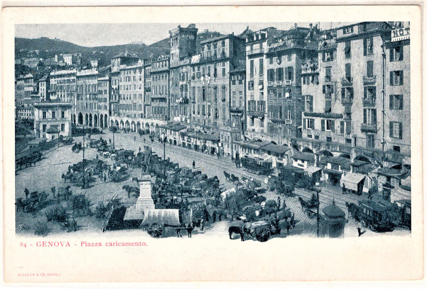 Cartolina antica Genova piazza Caricamento