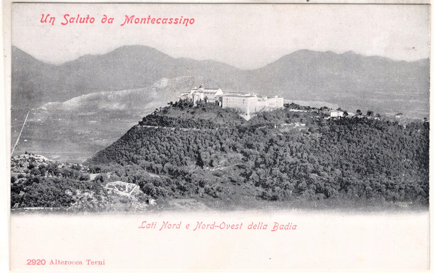 Cartolina antica Un saluto da Montecassino