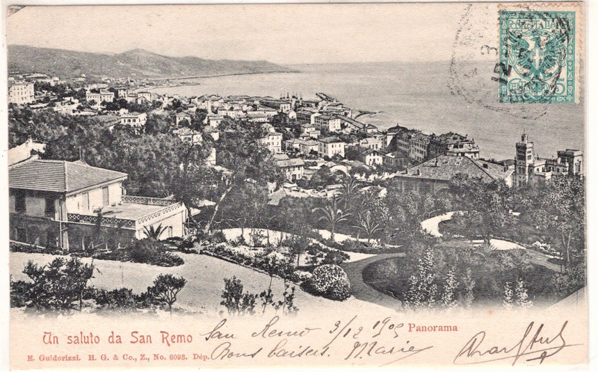 Cartolina antica Un saluto da San Remo panorama