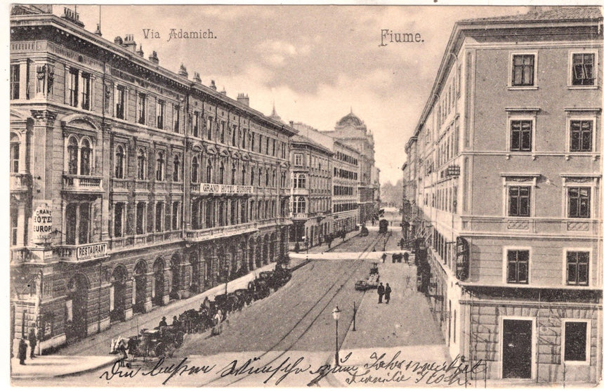 Cartolina antica Fiume via Adamich