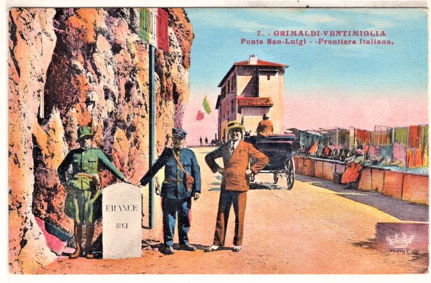 Cartolina antica Ventimiglia Grimaldi confine Italo Francese