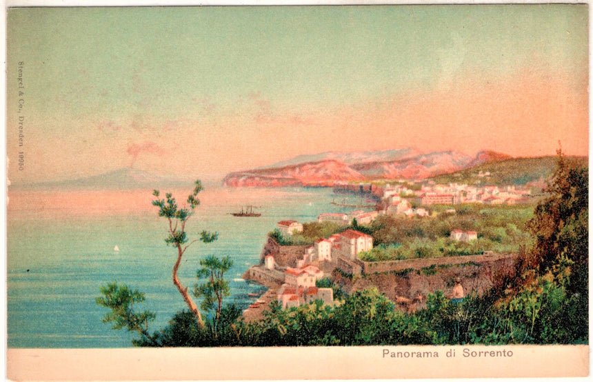 Cartolina antica Sorrento panorama nel 1900