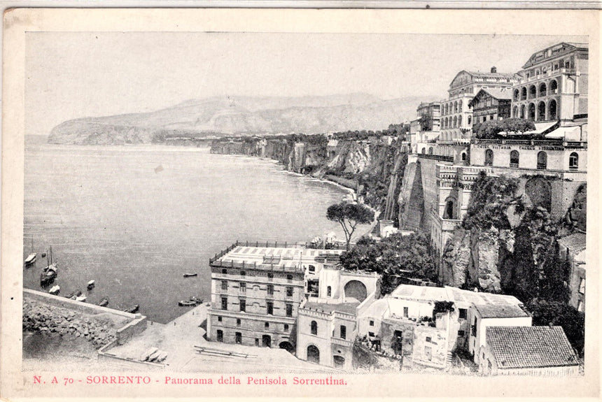 Cartolina antica Sorrento panorama nel 1900