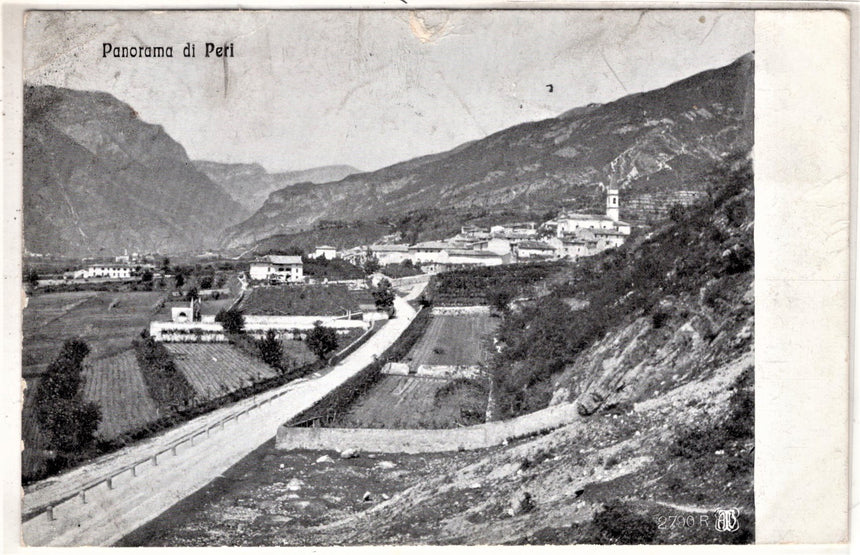 Cartolina antica Trento panorama di Peri