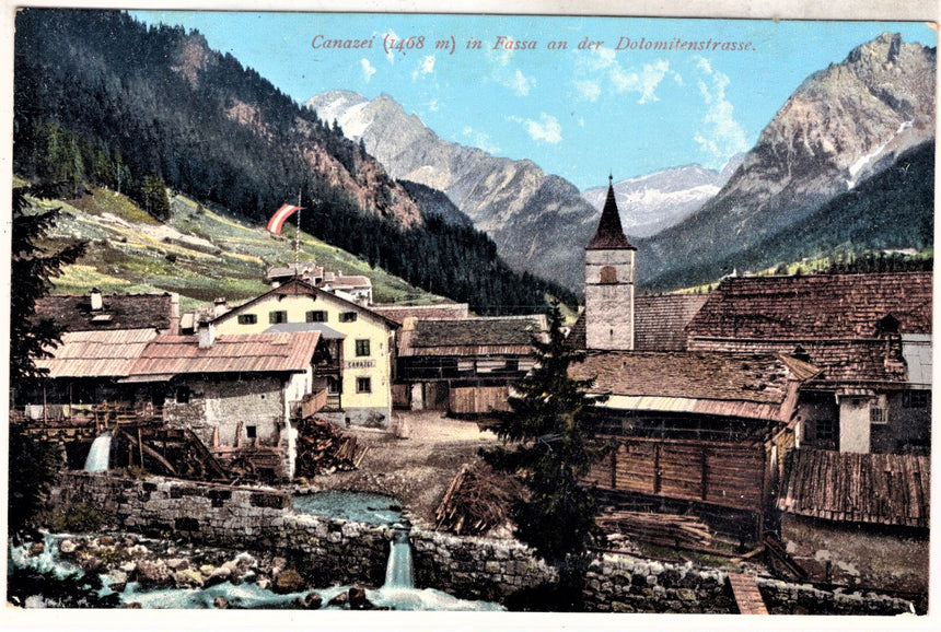 Cartolina antica Canazei in Fassa an der Dolomitenstrasse