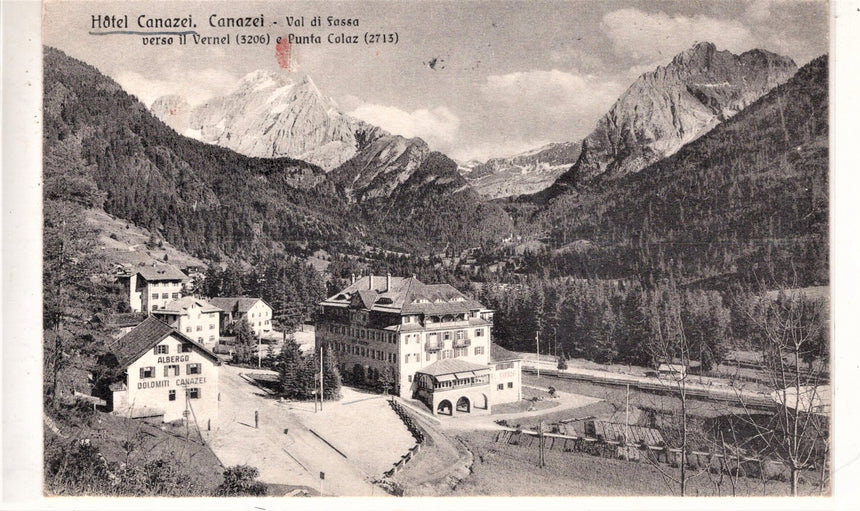 Cartolina antica Hotel Canazei in Val di Fassa trento