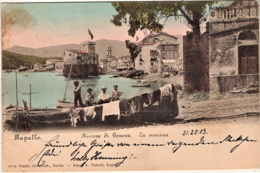 Cartolina antica Rapallo la marina Hotel Metropole
