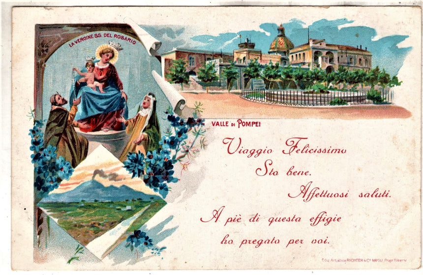 Cartolina antica Valle di Pompei il Santuario