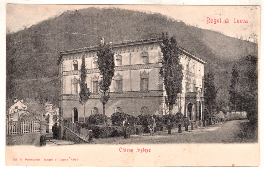 Cartolina antica Bagni di Lucca Chiesa Inglese