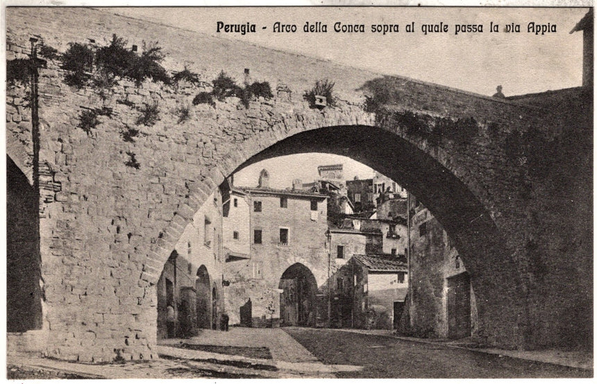 Cartolina antica Perugia arco della Conca