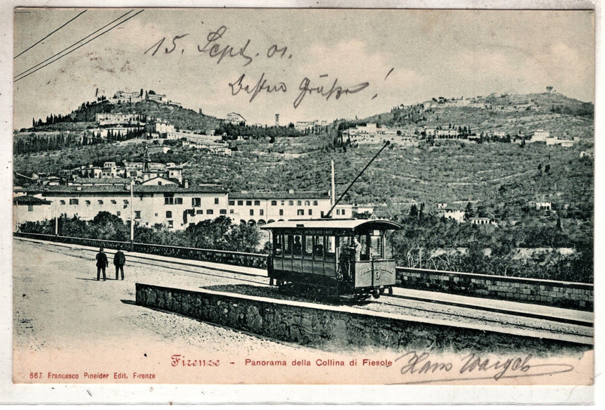Cartolina antica Firenze panorama di Fiesole