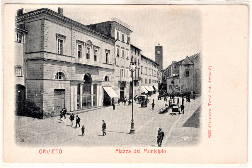 Cartolina antica Orvieto piazza del Municipio