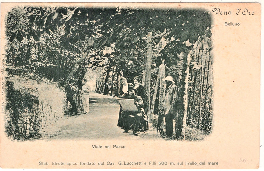 Cartolina antica Belluno Vena d Oro viale del parco