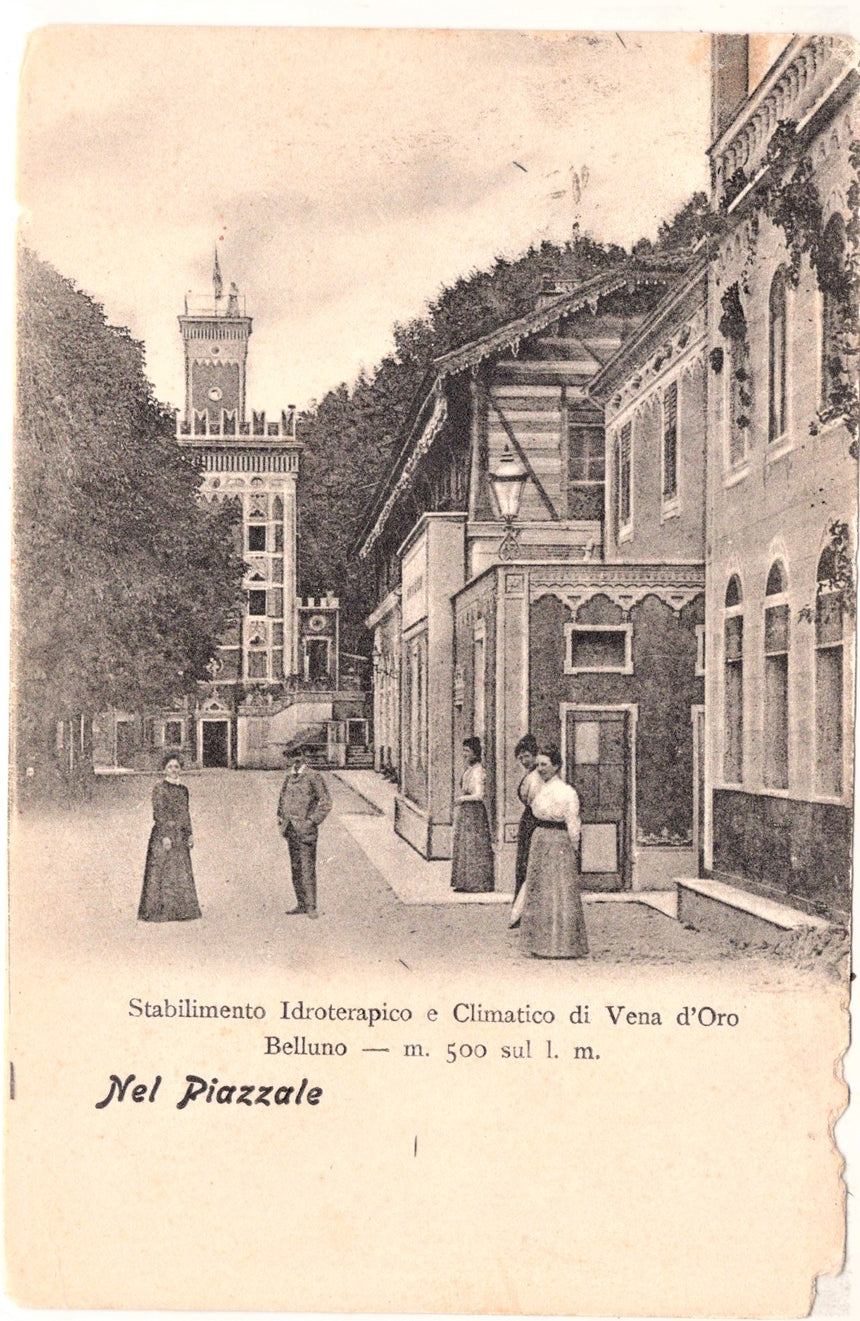 Cartolina antica Belluno stabilimento idroterapico di Vena d Oro